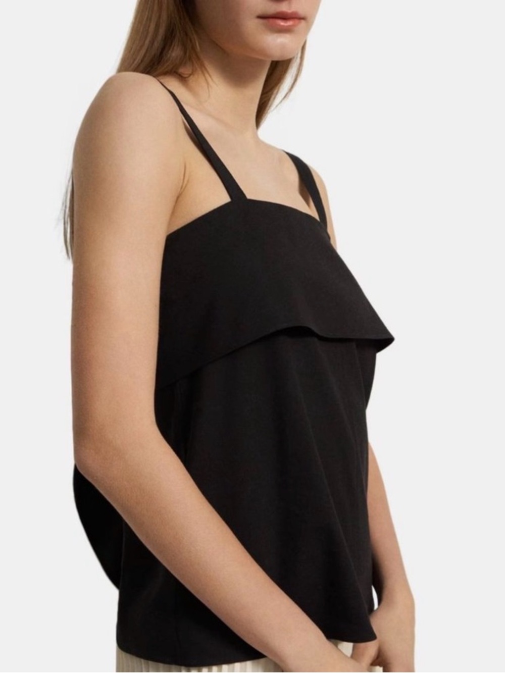 Theory Linen Blend Tie Back Top Black Size L EUC
